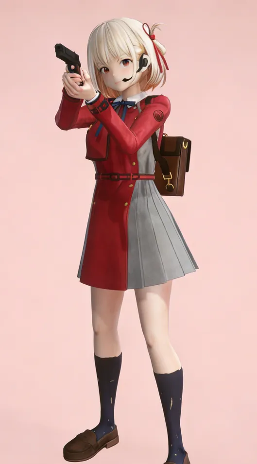 二次元动画Lycoris Recoil人物角色锦木千束 nishikigi拿枪的美少女战士