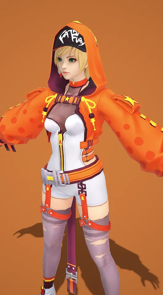 3D 女性角色建模 波点连帽外套 紧身短装 波点元素 机能风 绑带设计 时尚潮流 青春题材