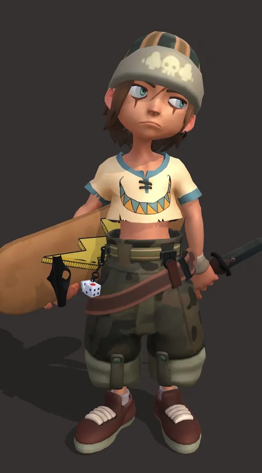 游戏角色 滑板少年 调皮少年卡通Q版男人