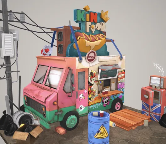 卡通场景 快餐店 pbr模型 3d模型