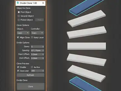 3DS MAX模型过渡克隆插件 Divide Clone V1.0 For 3DS MAX 2016-2025