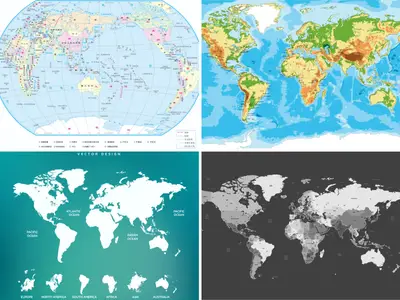 世界地图高清素材模板源文件AI/EPS文件