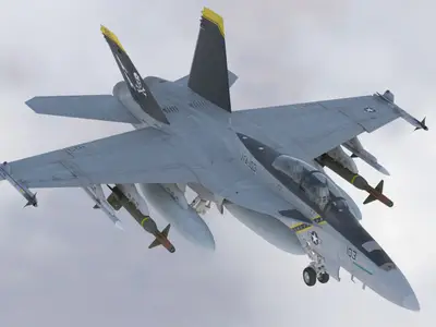 FA-18F超级大黄蜂双座舰载多用途战斗机带驾驶舱挂载导弹武器