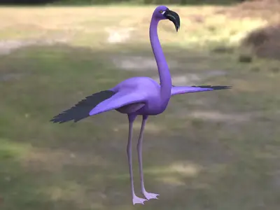 霍桑火烈鸟紫色火烈鸟幻想火烈鸟原创 3D 生物奇幻鸟类