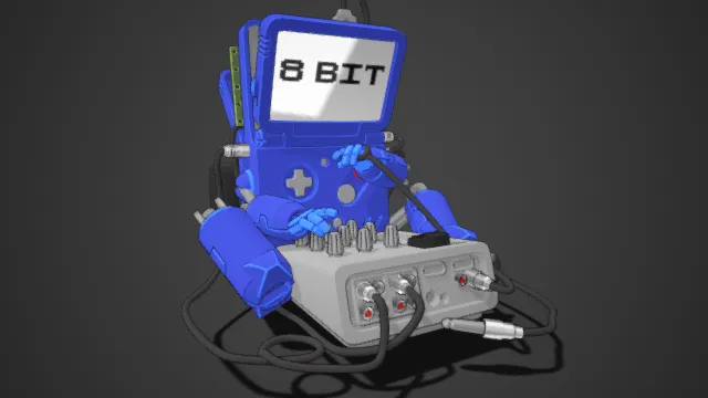 复古  掌机  电子风  机器人  游戏机  8BIT  十字按键  灰白配色的控台