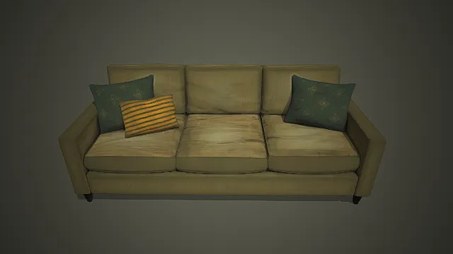 复古田园风三人沙发模型