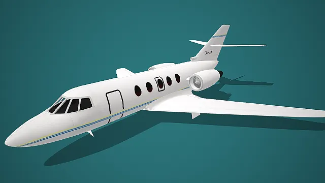 白色双发小型商务喷气式公务机 3D 模型