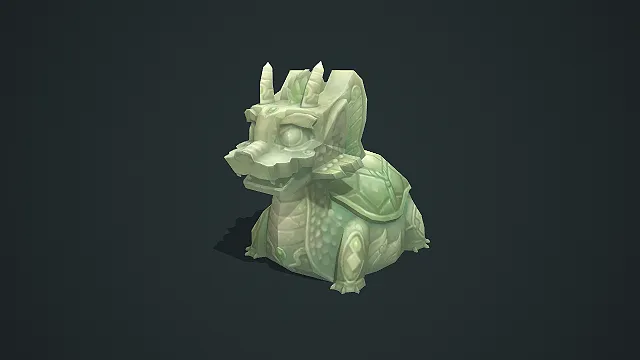 中式 Q 版玉石龙龟神兽低模素材