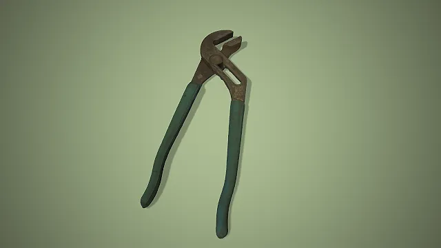 写实水泵钳  老式管道维修工具  做旧锈迹  怀旧五金器具