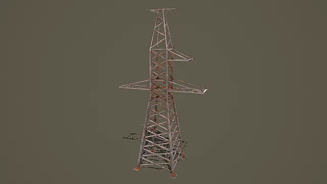 做旧风格输电铁塔3D模型