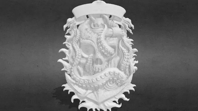 章鱼骷髅徽章_obj