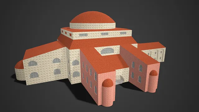 地中海风格  建筑  红瓦屋顶  圆形穹顶  拱形窗户  典雅  地域特色