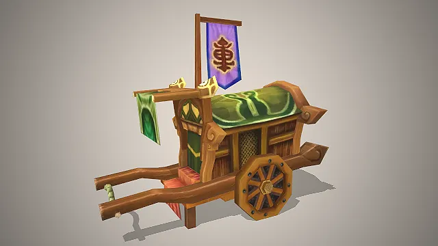 古风辎重车  实木车体  游戏载具  商队场景道具