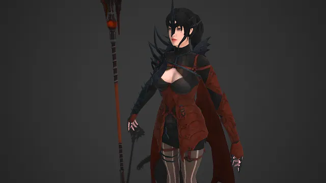 女妖造型  黑红撞色  邪域风格  尖刺装饰  危险魅惑  骨纹魔杖  暗黑风格  