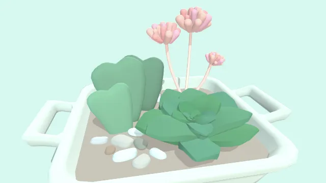 卡通风格化多肉植物盆栽