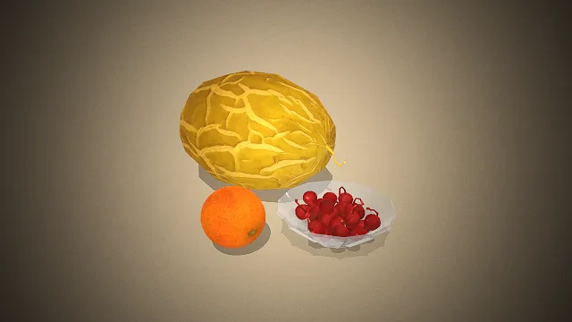 一组写实风格的3D水果组合模型