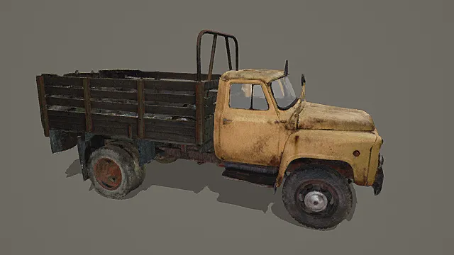 复古做旧风格轻型货运卡车3D模型