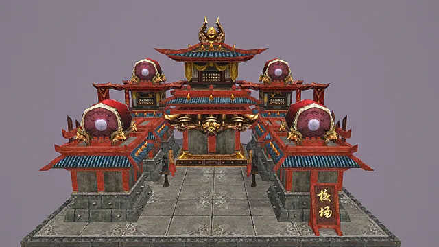 卡通风格中式霸气校场建筑3D模型