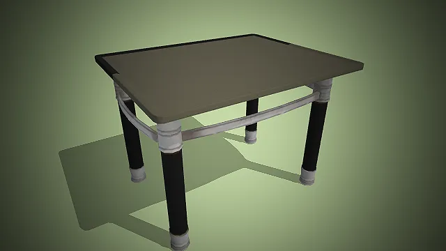 一张做旧金属桌腿的简易方桌模型