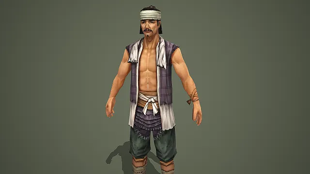 古风肌肉短打壮汉游戏 NPC 角色模型