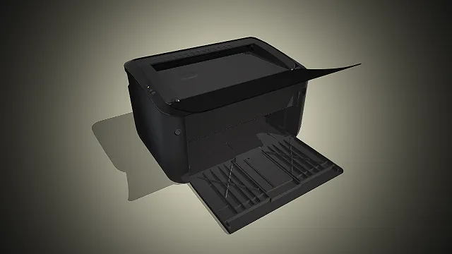 一台黑色的桌面式激光打印机