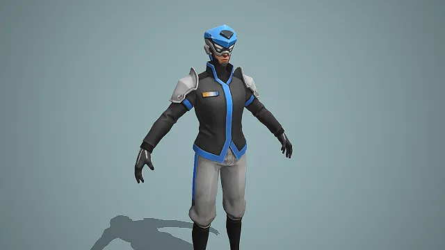 卡通科幻风未来警员男性角色 3D 模型 头盔款