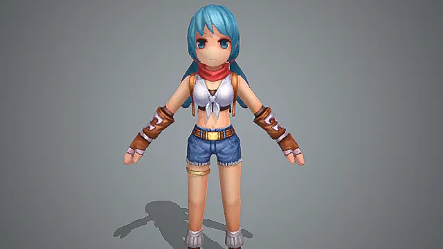 Q 版冒险少女角色模型