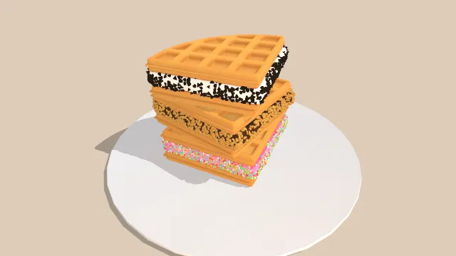 不同口味的冰淇淋三明治甜点