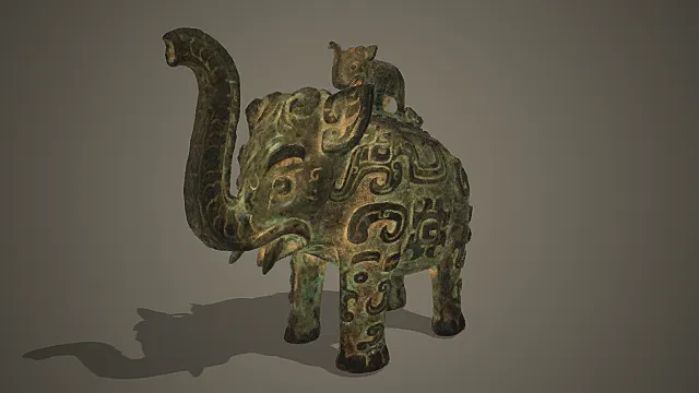 国风青铜象尊摆件 3D 模型