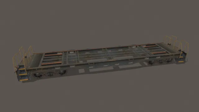 废土风格空货运平板车厢3D模型