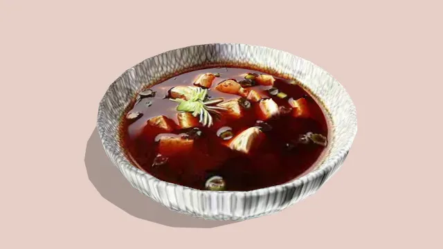 一碗浓汤有肉类蔬菜饮食