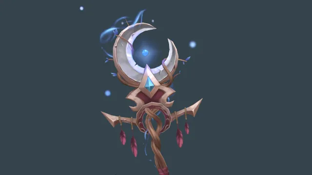 卡通风格化月光战杖武器工艺法杖游戏道具