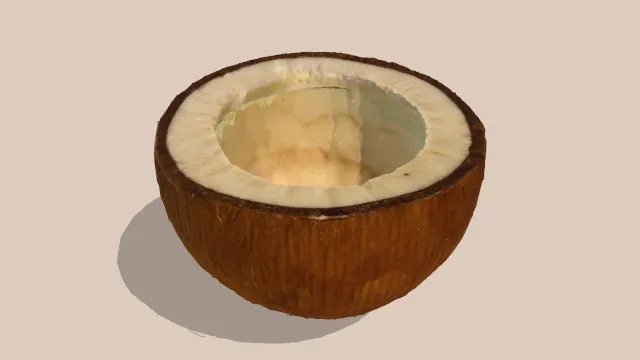 切半的椰子水果食物