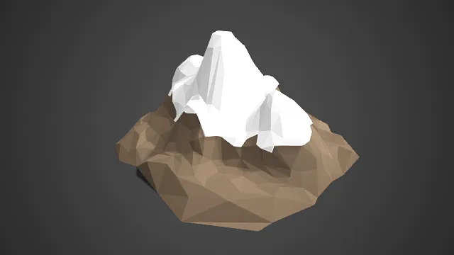 低多边形  山脉模型  多面体岩基  不规则三角形  卡通化  风格简约  抽象山体模型