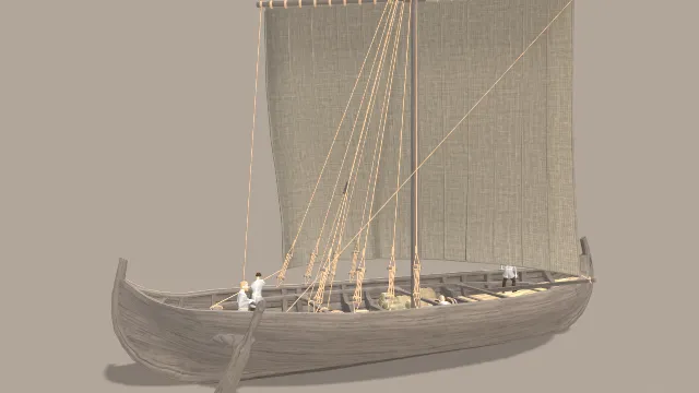 中世纪帆船木船船只帆布角色场景