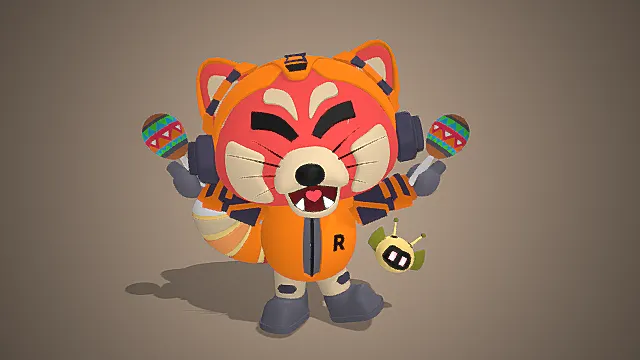 萌系摇滚狸猫角色模型