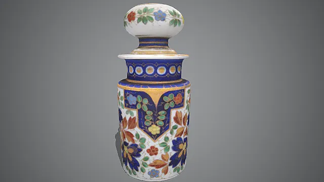 欧式珐琅彩花卉纹盖瓶摆件 3D 模型