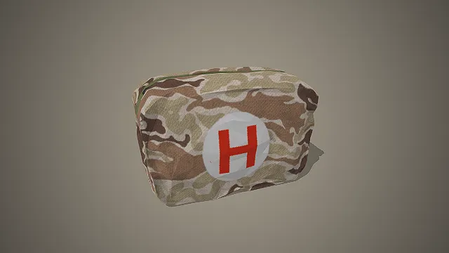 一款军用急救包的低多边形风格3D模型