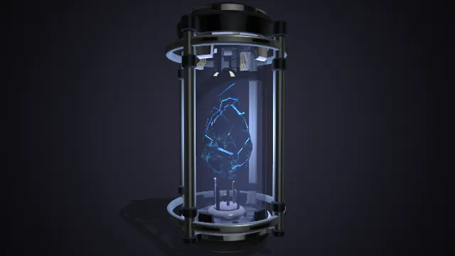 胶囊样的罐子里的发光水晶石头