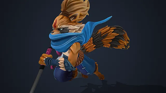 狐狸  忍者  蓝色披风  手持双刀  潜行暗杀