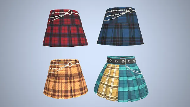 百褶短裙  服装模型  朋克风穿搭  金属链条