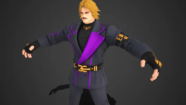 暗黑贵族  格斗游戏  反派角色   黑紫撞色  立领礼服  金色纹章  贵族气场  压迫感