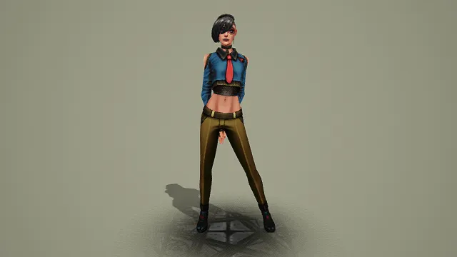 3D卡通风格潮流女性角色模型，创意设计（3D角色、卡通风格、时尚个性风，人物设计主题）