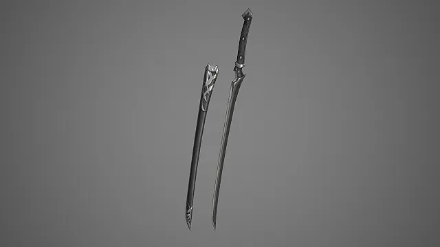 武士刀  武器建模  刺客太刀  雕花黑鞘