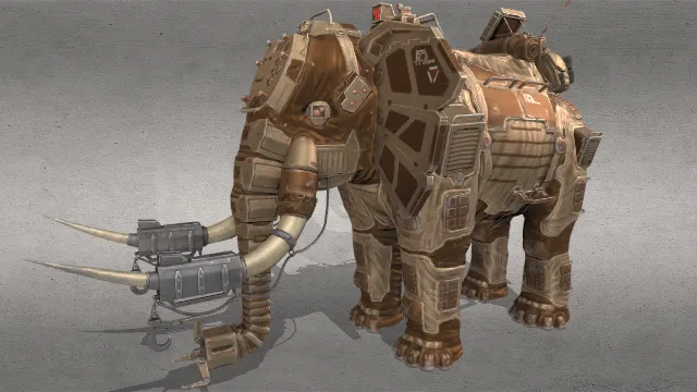 机械非洲象机器纹理模型