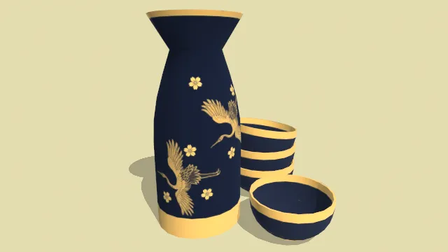 复古花纹饮酒套装瓶子小酒杯