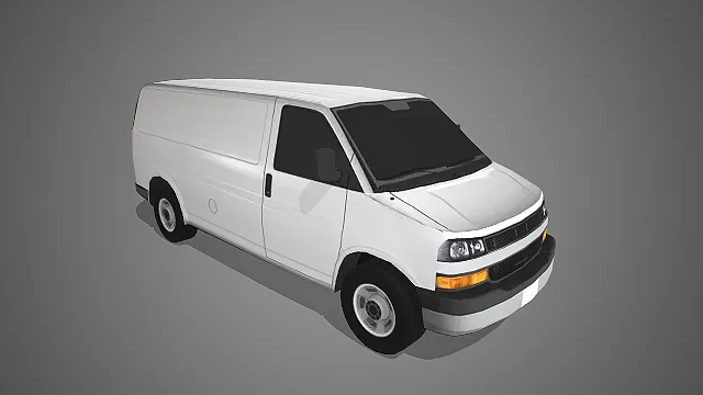 白色小型厢式货车 3D 模型