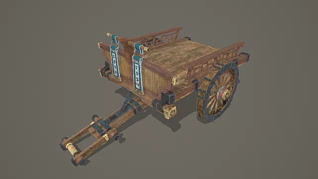 国风市井风格货运木车模型