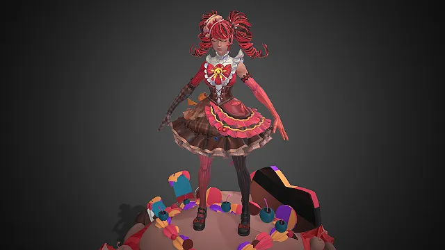 糖果甜点风洛丽塔  二次元角色  暗黑甜系风  糖果与巧克力  双马尾卷发