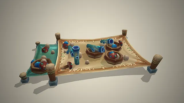 部落工艺台  宝石加工摊位  工艺工作台  低模游戏场景